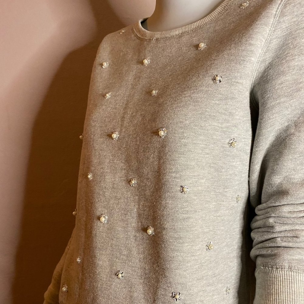 SUPER SOFT COZY sweatshirt fleece SEWN PEARLS sz S